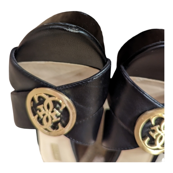 Guess women's chunky platform heel sandals with gold-tone accents, size 6.5 - Picture 8 of 14